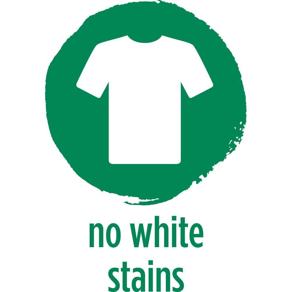 Logo vert avec texte: Pas de taches blanches. Symbole de t-shirt blanc.