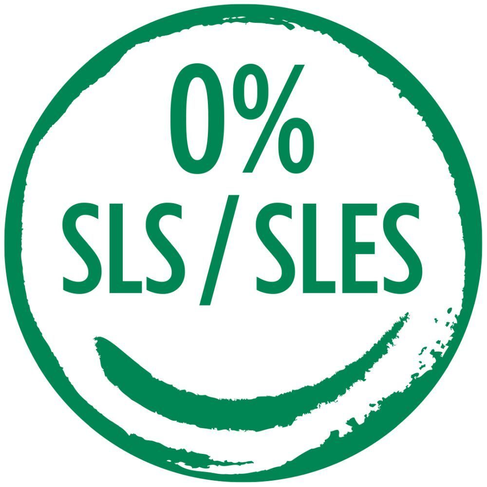 Logo vert avec texte '0% SLS/SLES'.