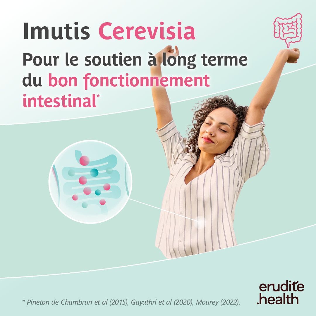 Emballage d'Imutis Cerevisia pour le soutien de la fonction intestinale.