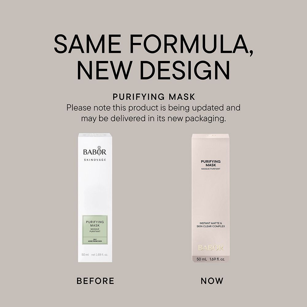 Comparaison des anciens et nouveaux emballages. PURIFYING MASK, BABOR.