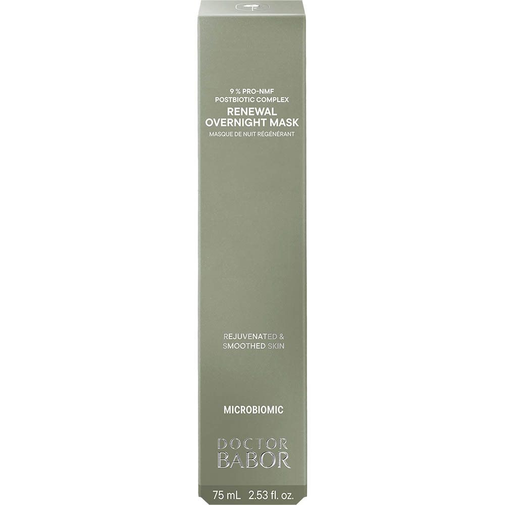 Boîte. Inscription : Renewal Overnight Mask. Marque : Doctor Babor. Volume : 75 ml.