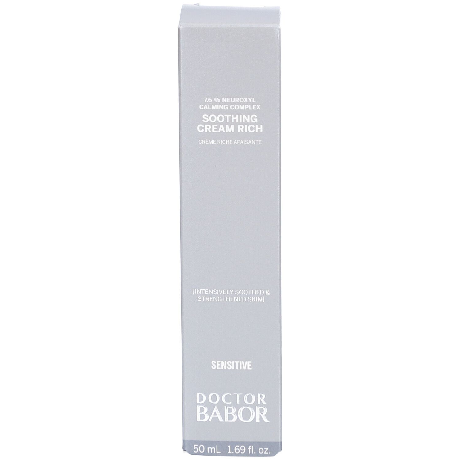 Boîte avec inscription: Soothing Cream Rich, Doctor Babor, Sensitive.