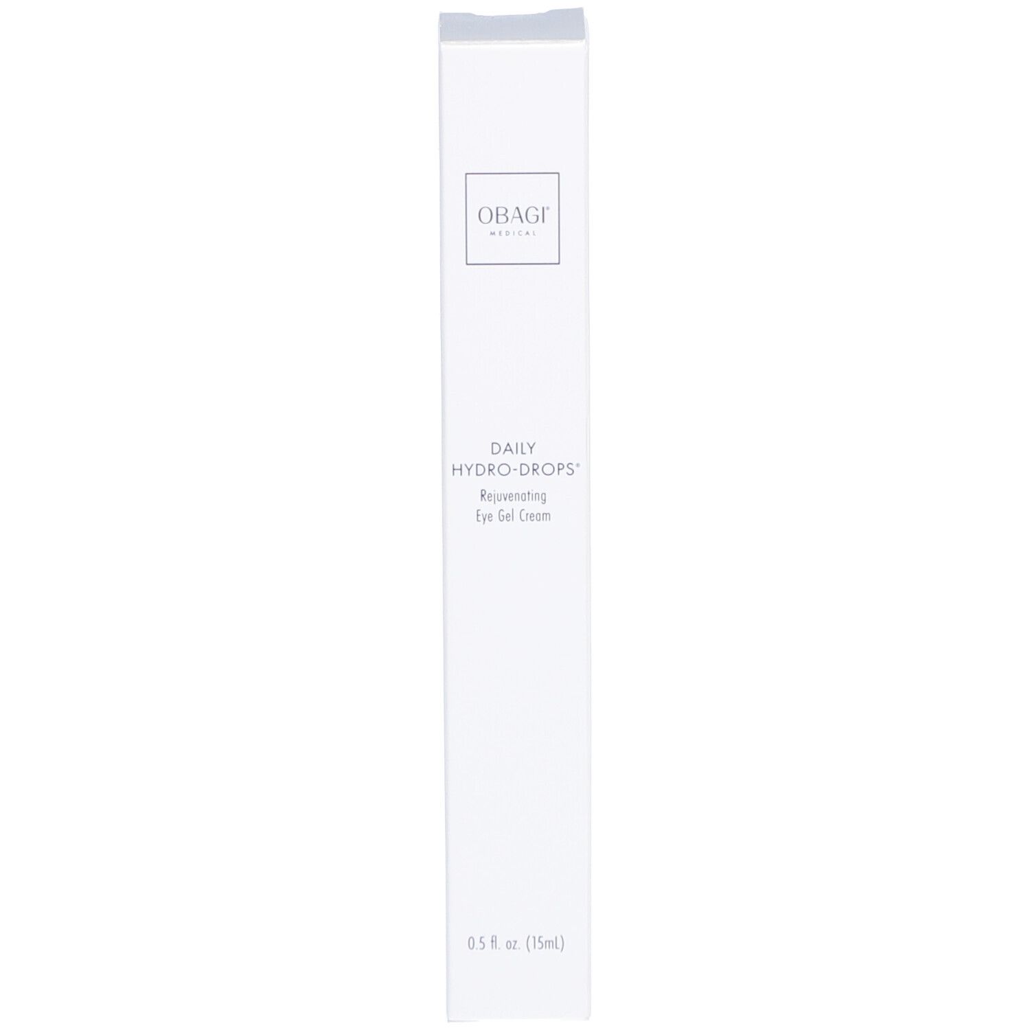 Emballage blanc avec inscription : Obagi Medical. Texte et nom du produit. Forme rectangulaire élancée.