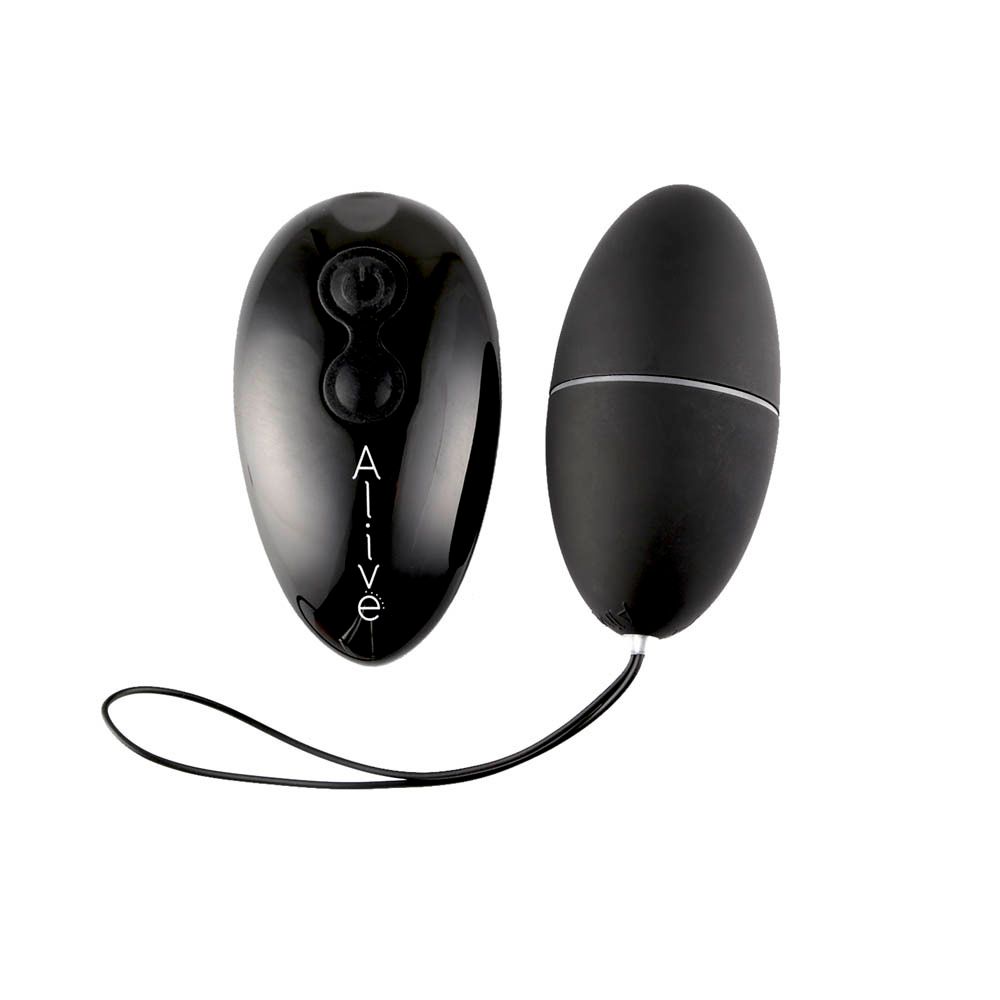 Deux œufs noirs avec télécommande. Inscription: Alive. Un œuf avec câble.