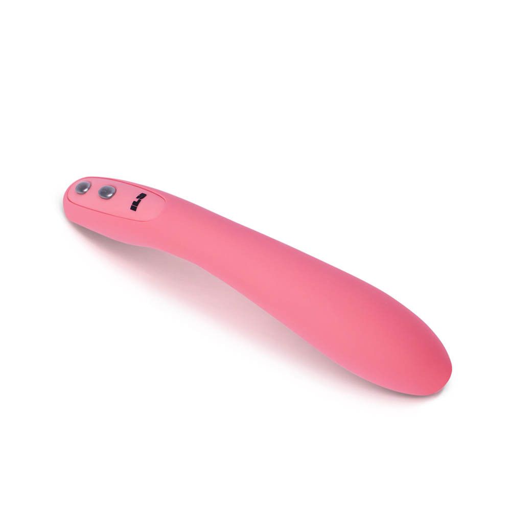 Vibrateur rose avec trois boutons. Forme arrondie. Marque ILS.