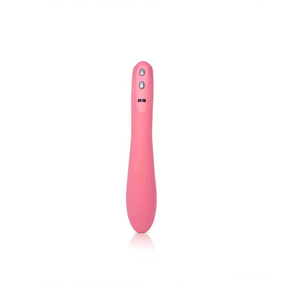 Vibrateur rose avec trois boutons. Forme arrondie. Marque ILS.