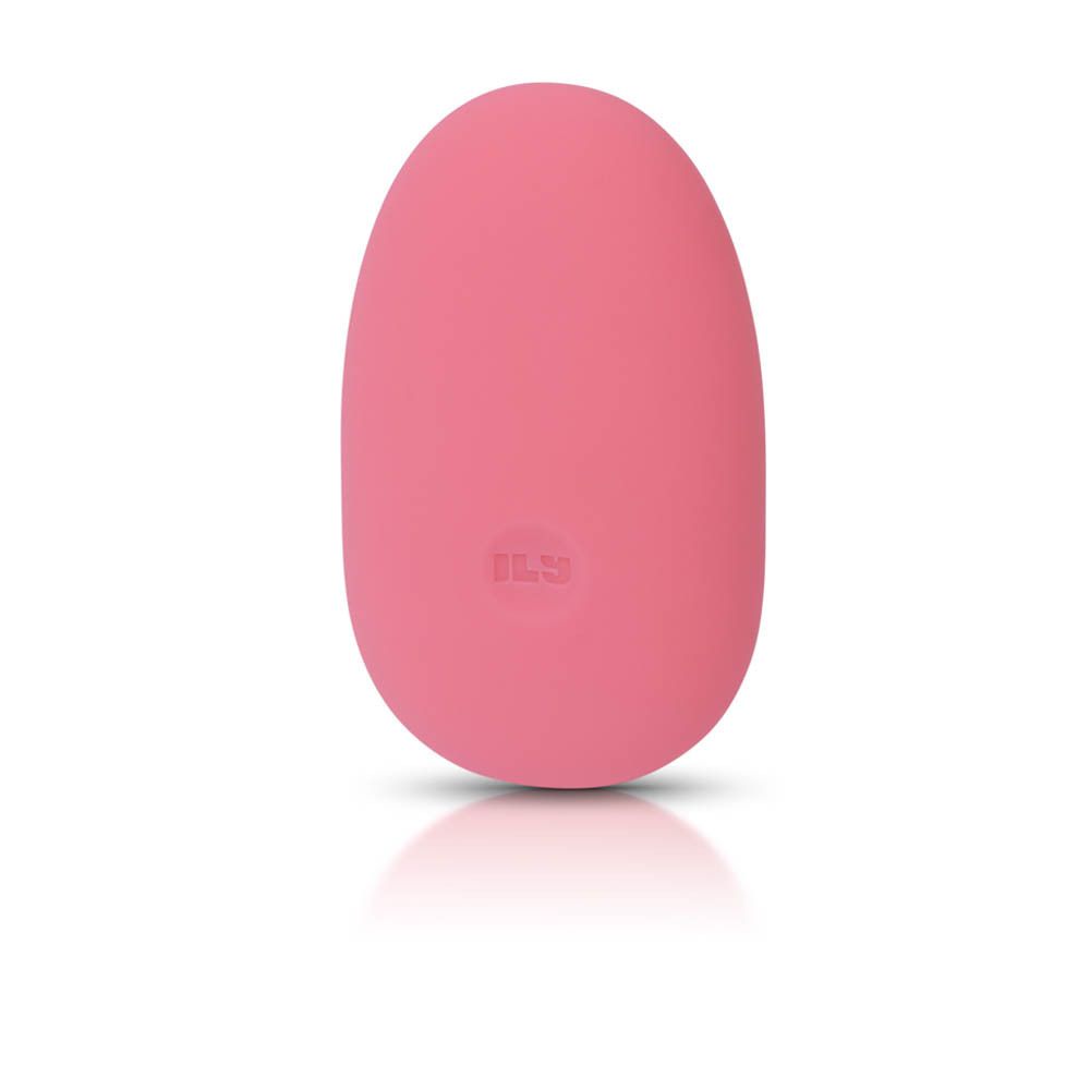 Vibrateur rose en forme d'œuf. Logo: ILS. Surface lisse.