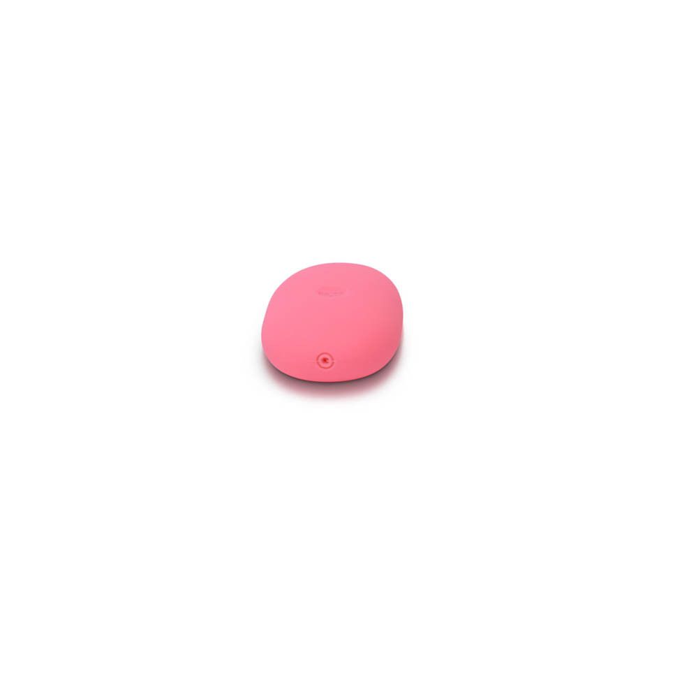 Vibrateur rose en forme d'œuf. Logo: ILS. Surface lisse. Port de charge visible.