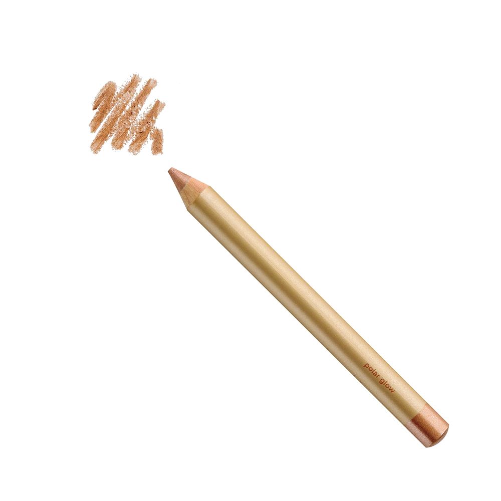 Crayon pour les yeux i.am.klean Easy Peasy Polar Glow. Crayon doré et échantillon de couleur.