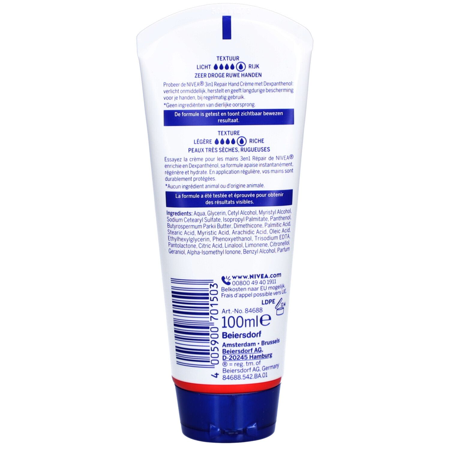 NIVEA Crème Mains 3 en 1 Repair Peaux Très Sèches & Rugueuses