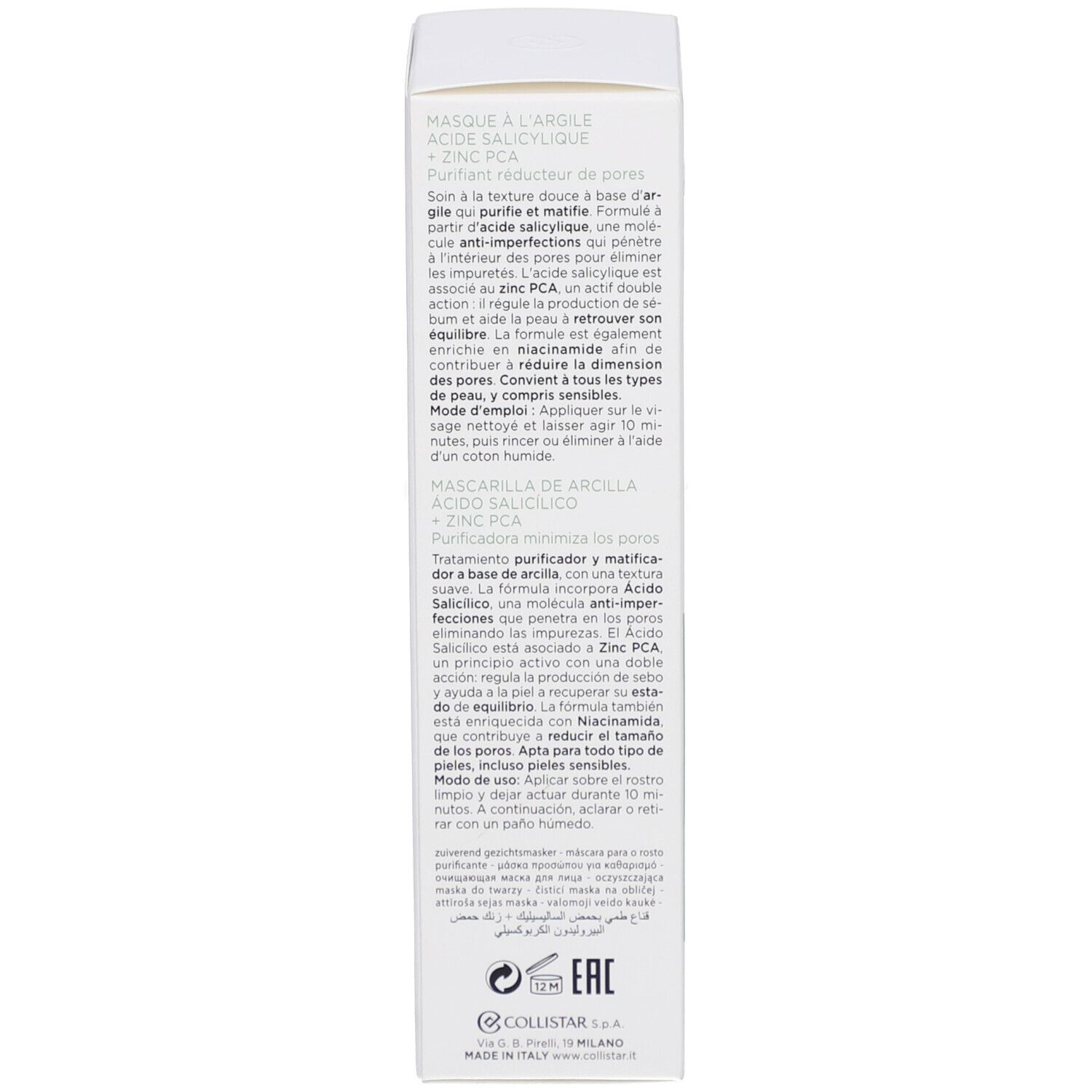 Collistar Masque à l'Argile Acide Salicylique + Zinc PCA