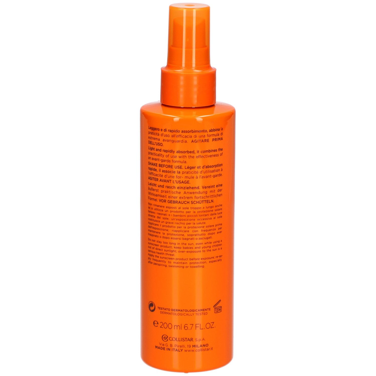 Collistar Lait Spray Bronzant Hydratant SPF 20
