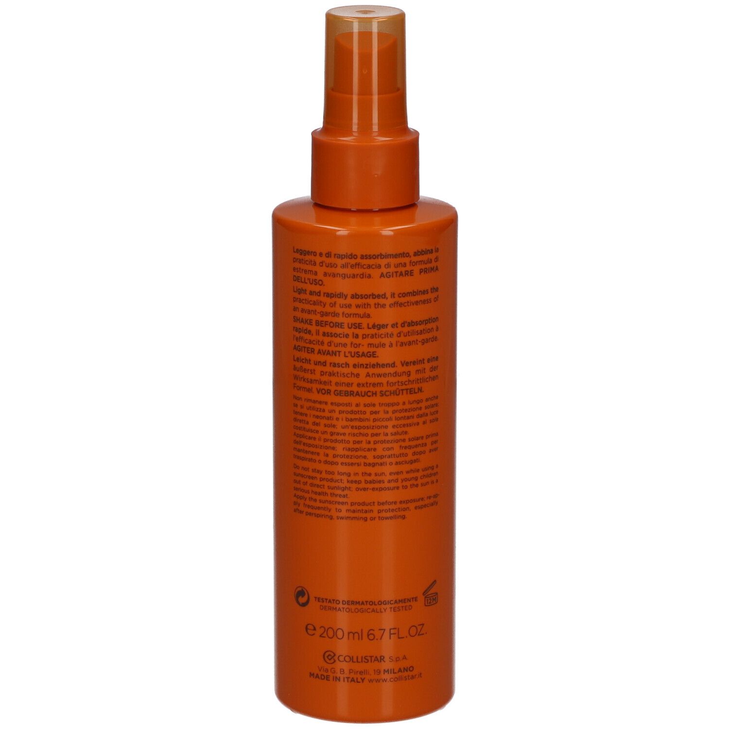 Collistar Lait Spray Bronzant Hydratant SPF 30