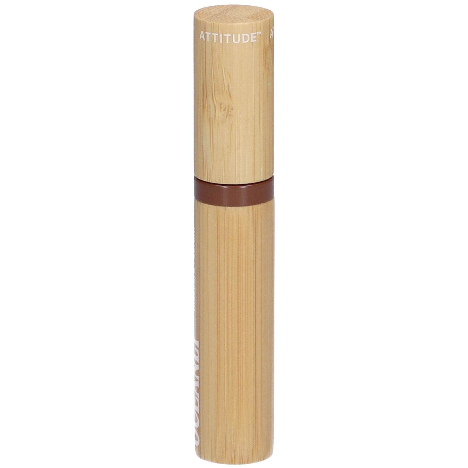 Sérum mascara avec design bambou. Centre marron, bouchon avec ATTITUDE.