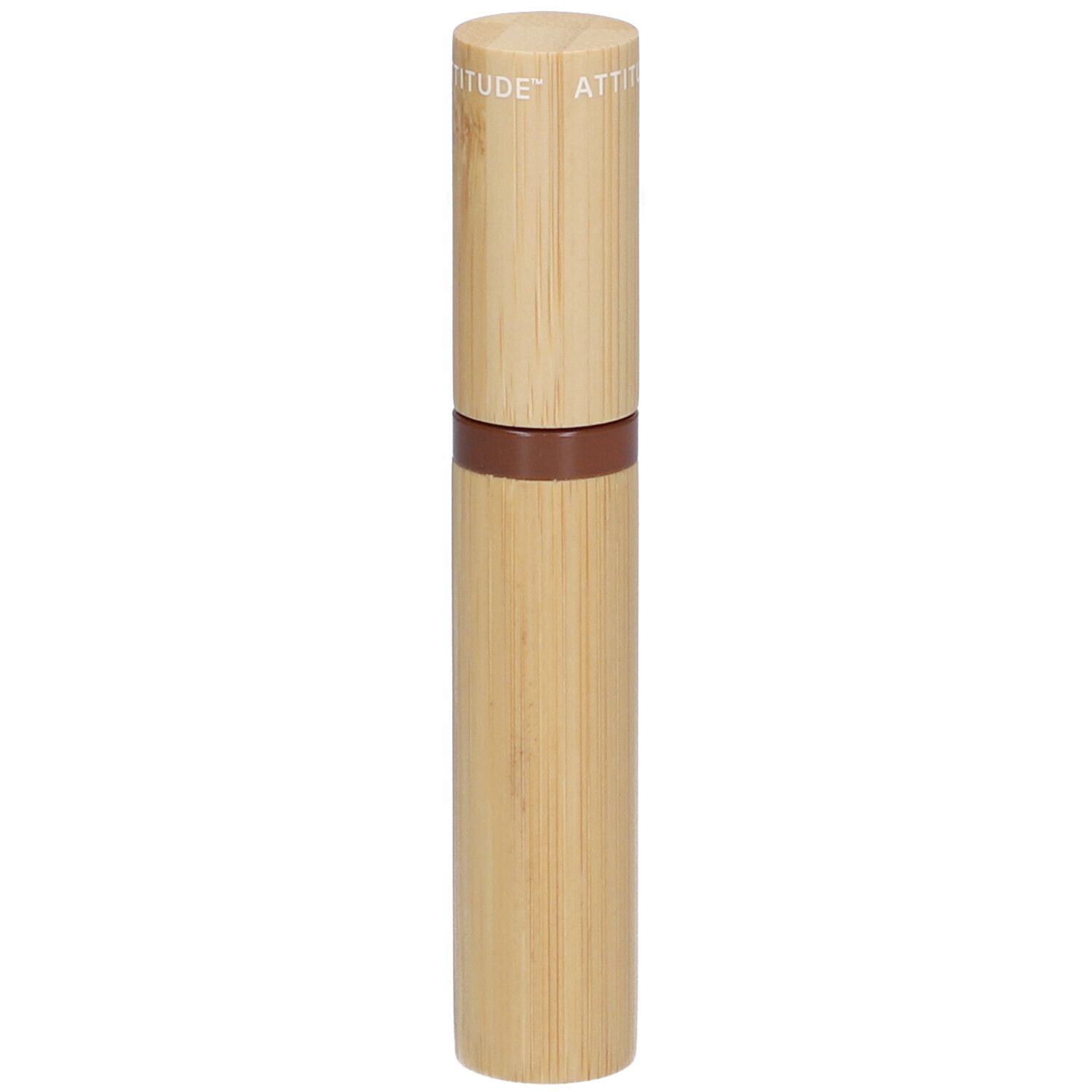 Sérum mascara avec design bambou. Centre marron, bouchon avec ATTITUDE.