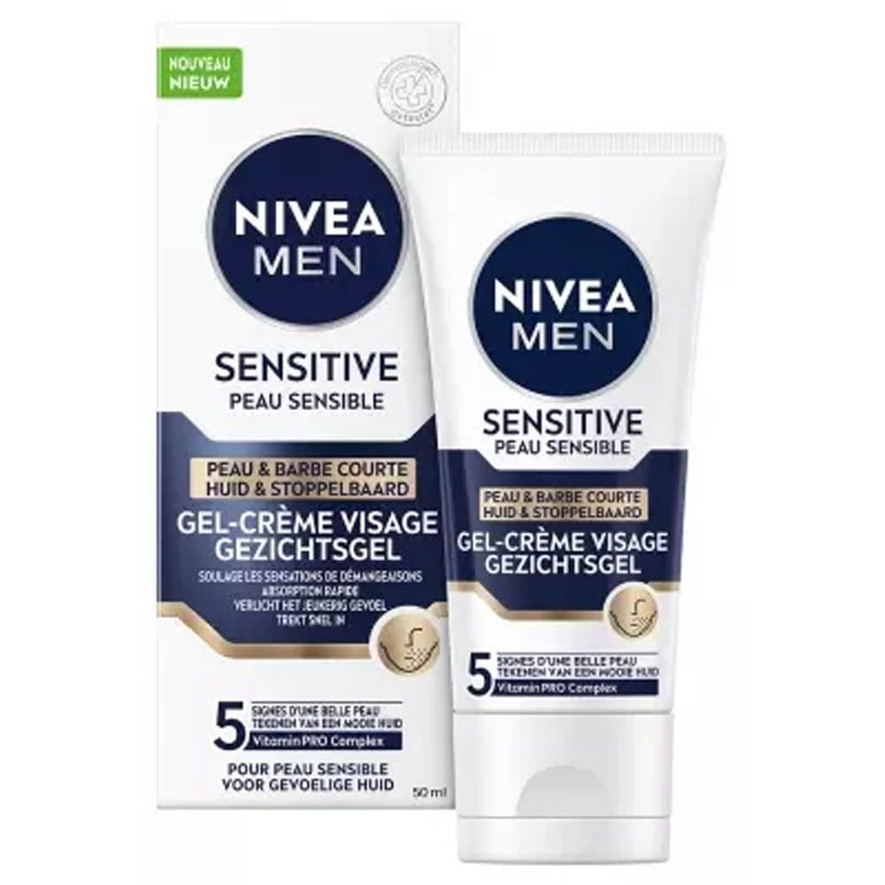 NIVEA Man Gel Crème Visage Peau Sensible & Barbe Courte