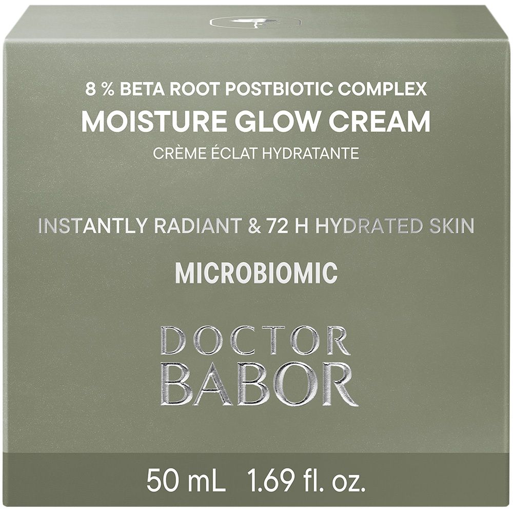 Boîte. Inscription DOCTOR BABOR, MOISTURE GLOW CREAM, 50 ml, 1.69 fl. oz.
