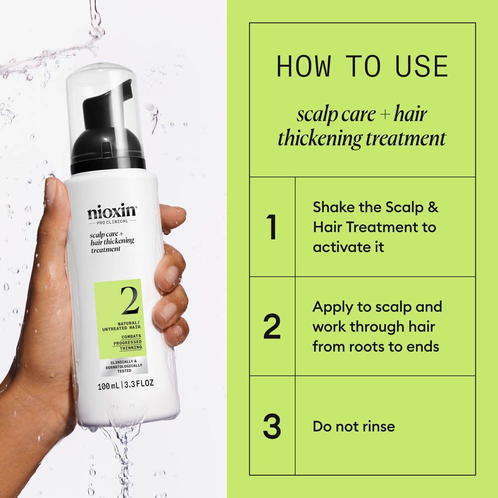 Traitement Nioxin Système 2 et son emballage cartonné, 100ml.