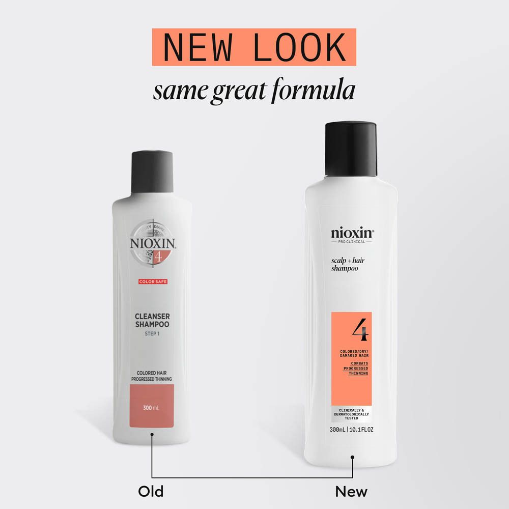 Arrière du flacon Nioxin Système 4 Shampoo avec instructions et ingrédients.