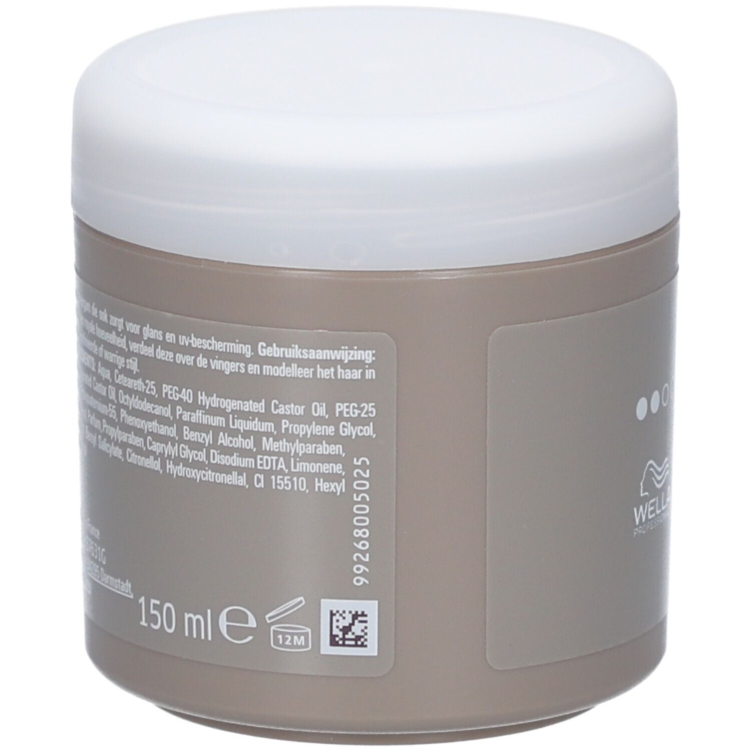 Dos du pot. Texte avec ingrédients et mode d'emploi. 150 ml.