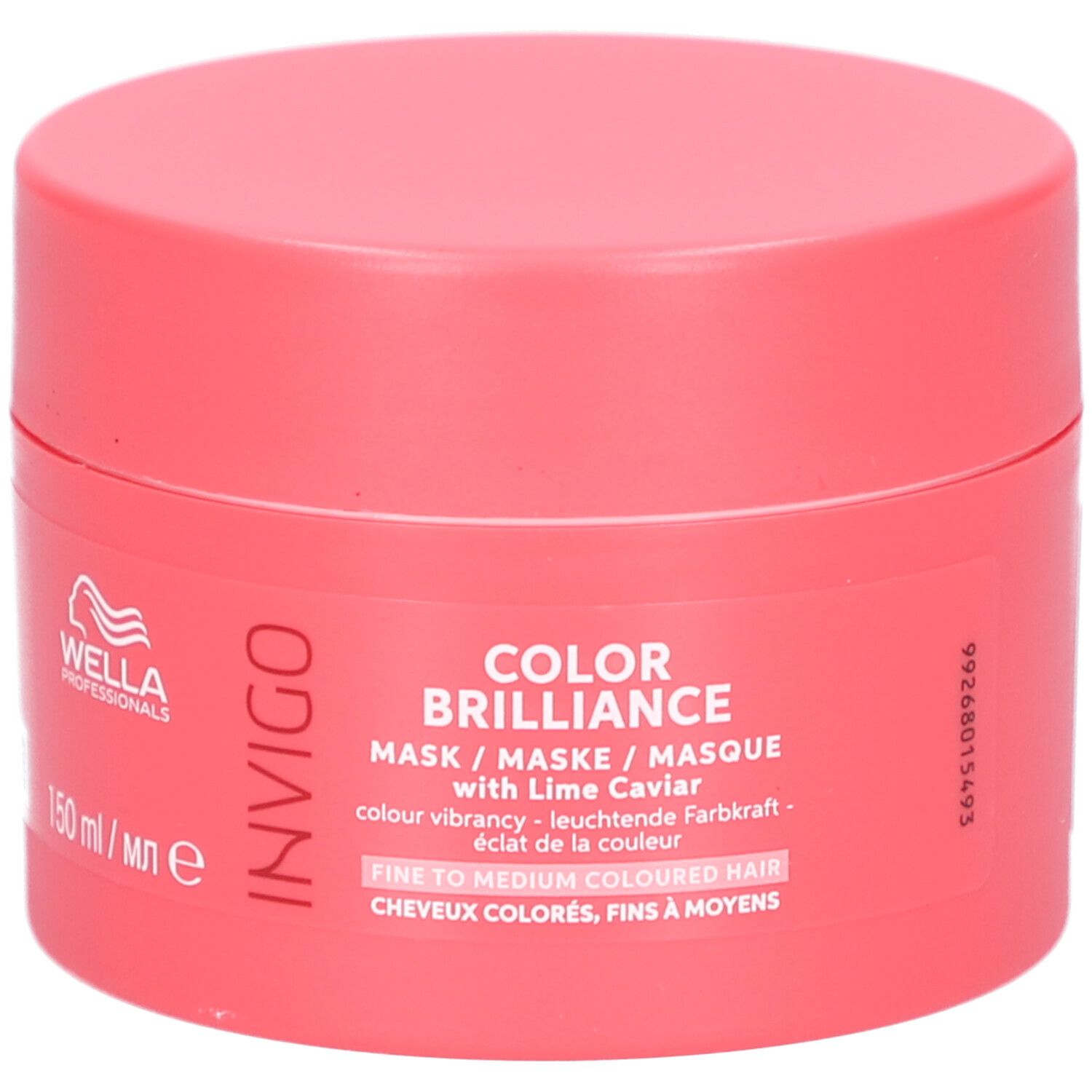 Pot rose rond. Inscription : Invigo, Color Brilliance, Masque. Contient 150 ml.
