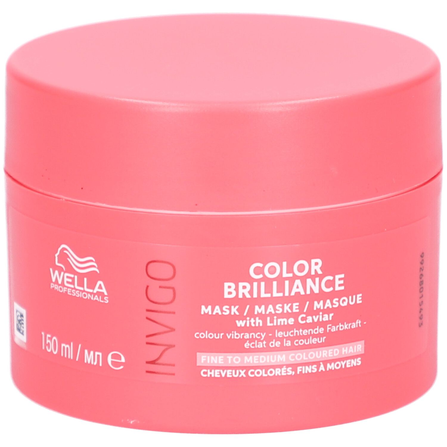Pot rose rond. Inscription : Invigo, Color Brilliance, Masque. Contient 150 ml.