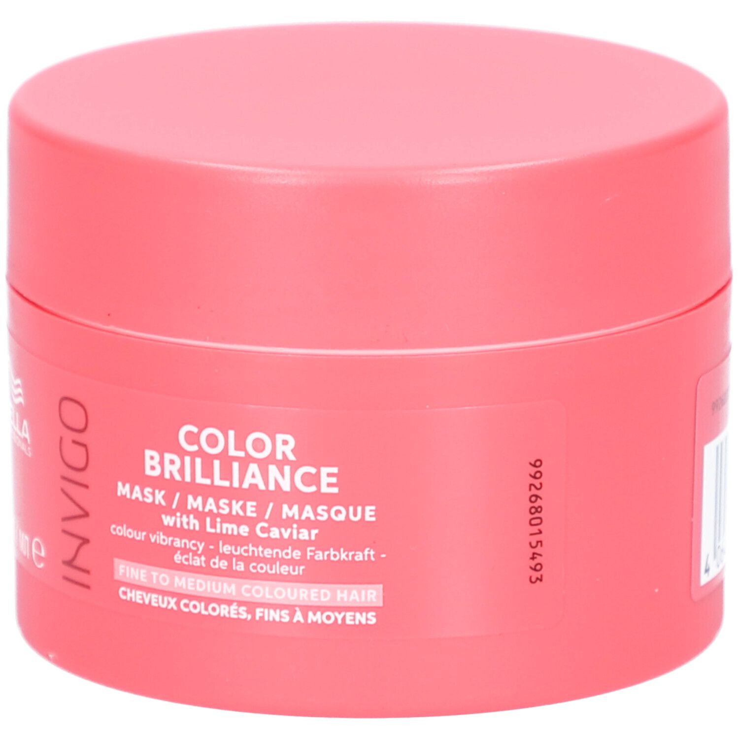 Pot rose rond. Inscription : Invigo, Color Brilliance, Masque. Contient 150 ml.