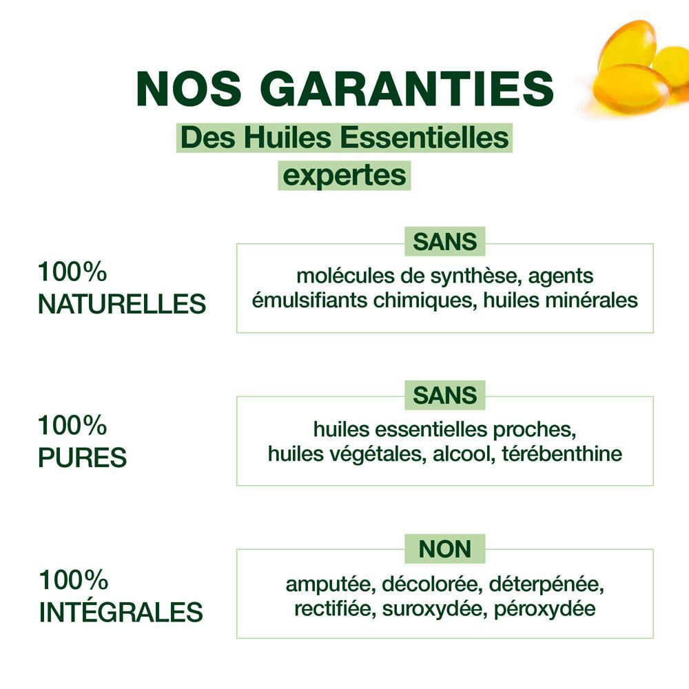 Fond vert. Une boîte de capsules. Inscription: Pranarom, Capsules Origan +, Essence de Citron. 30 capsules.
