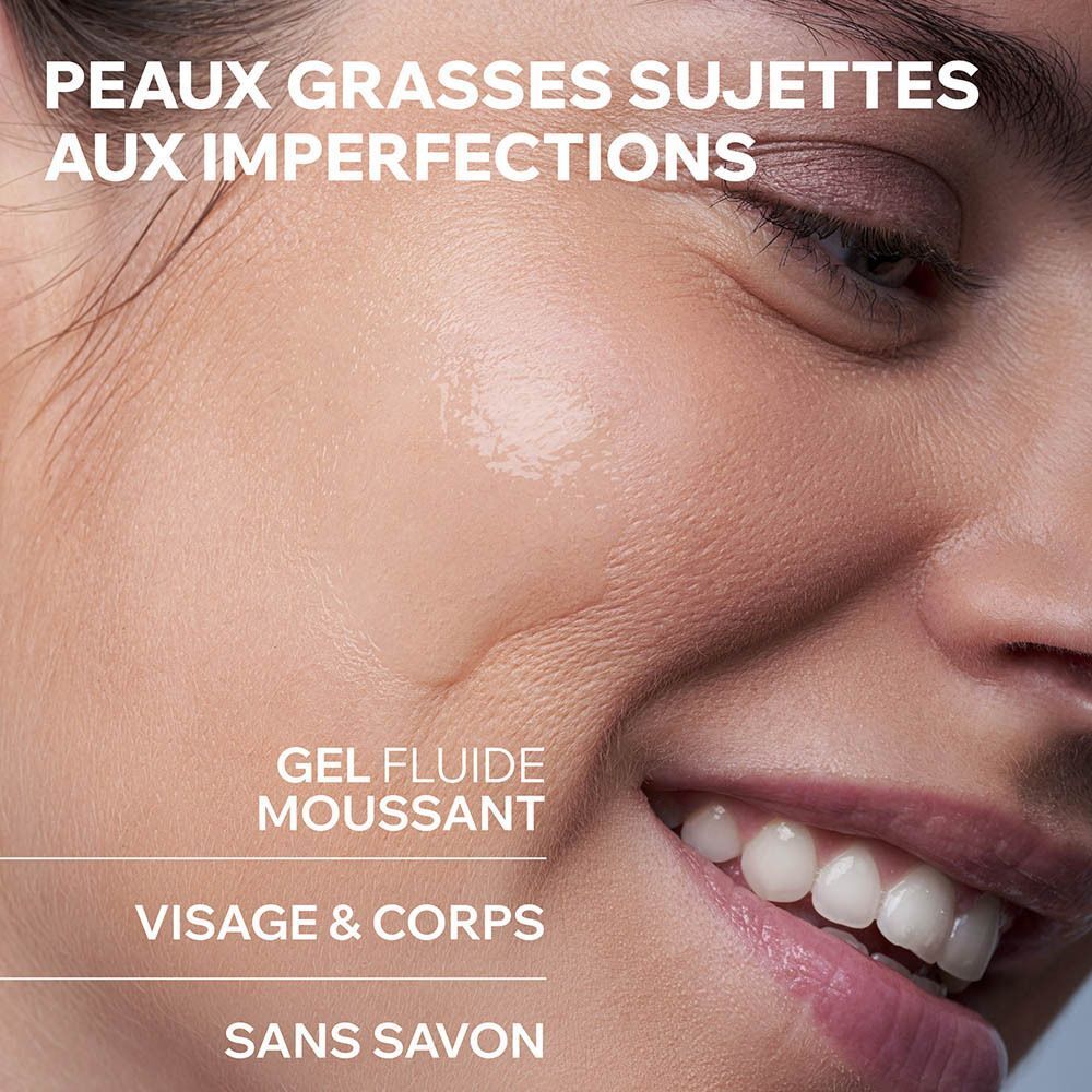 Gel Uriage Hyséac pour peaux grasses à imperfections : visage et corps, sans savon.