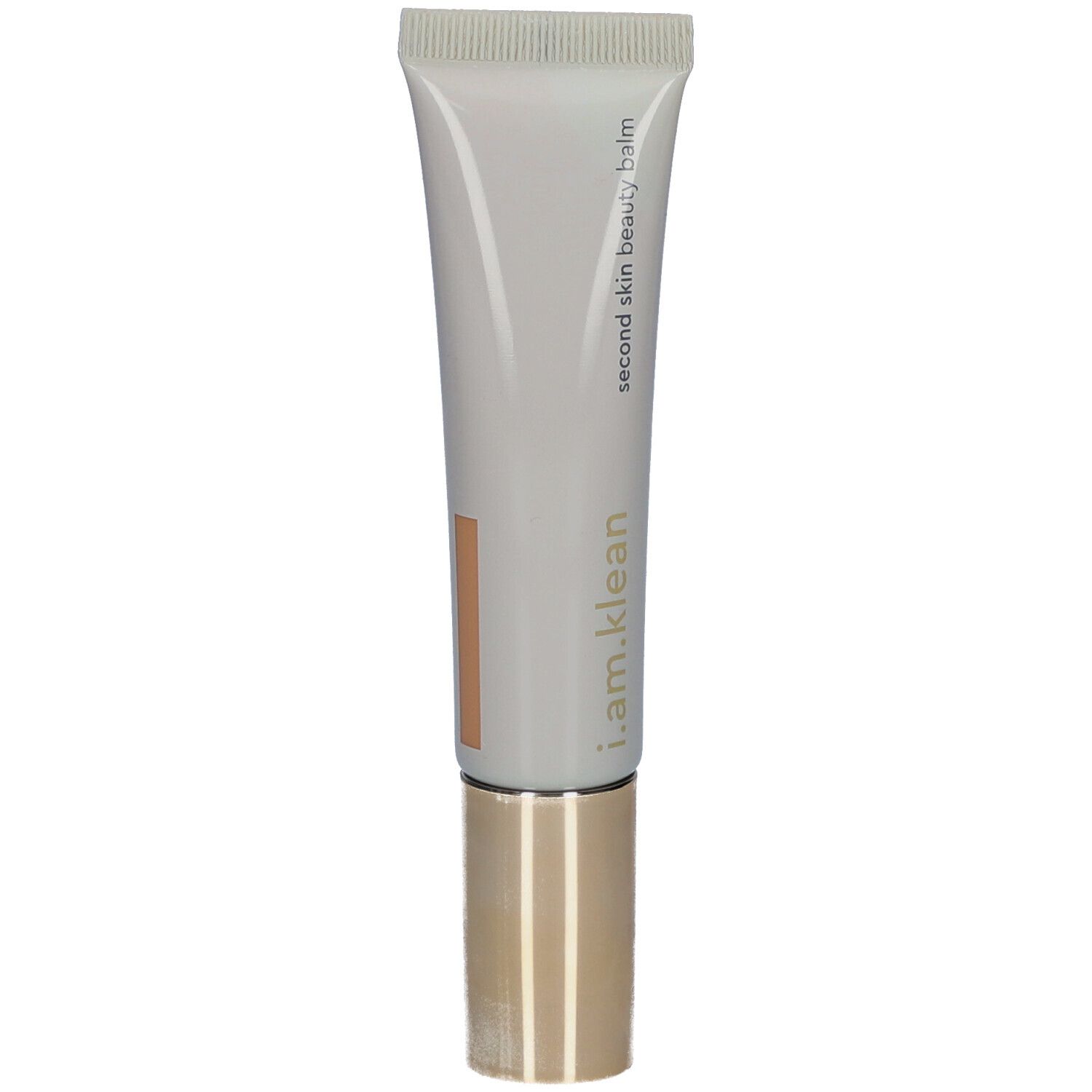 Tube de crème avec bouchon doré. Inscription : i.am.klean, second skin beauty balm.