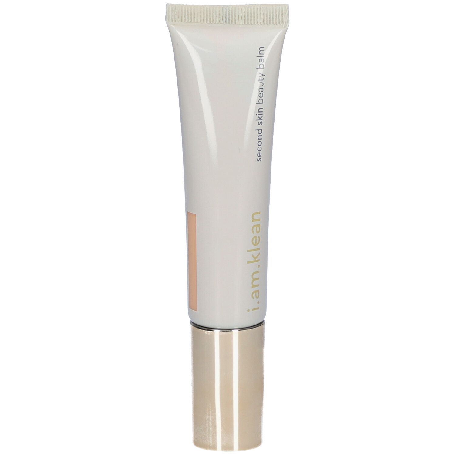 Tube de crème avec bouchon doré. Inscription : i.am.klean, second skin beauty balm.