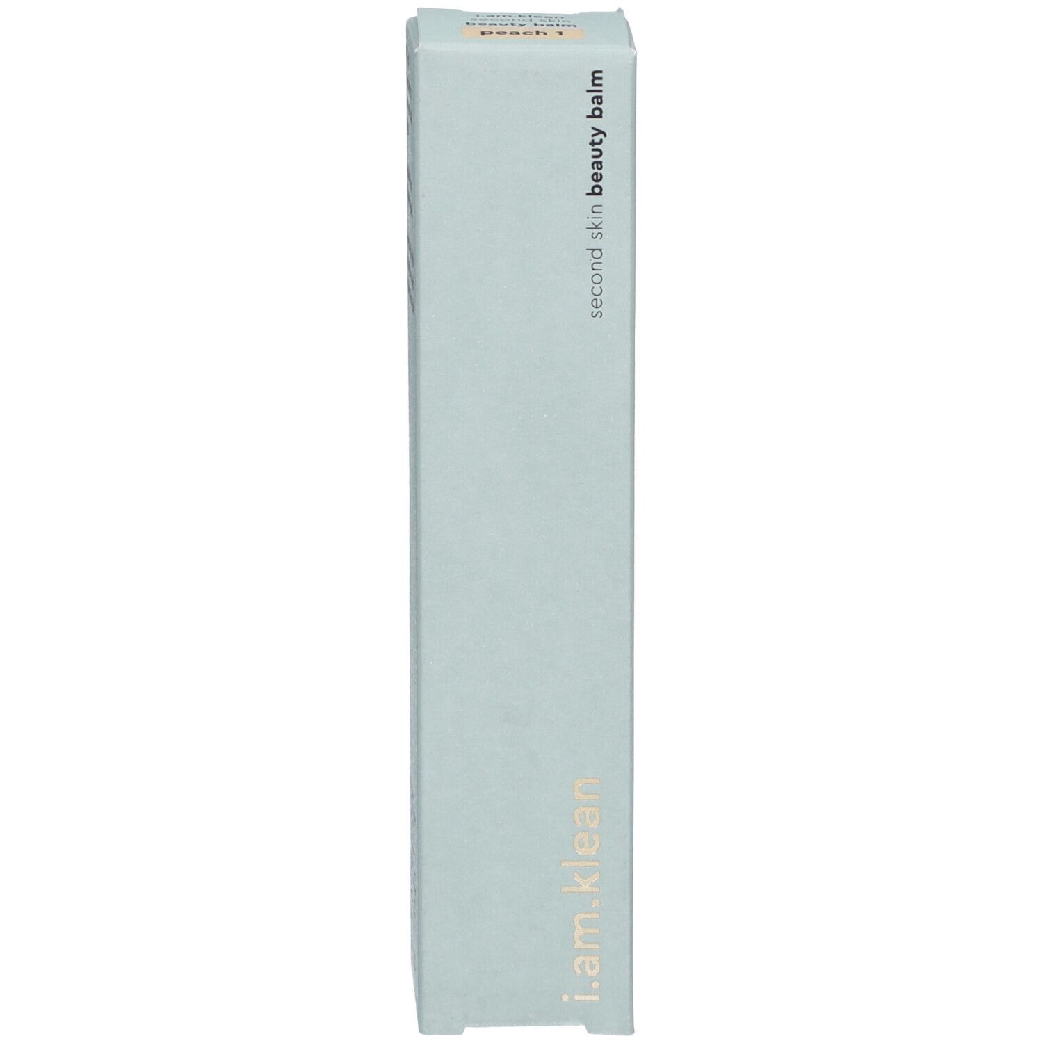 Boîte. Inscription : i.am.klean, second skin beauty balm, peach 1.