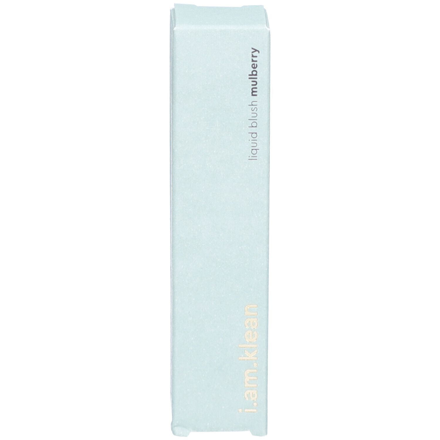 Emballage bleu clair avec inscription : i.am.klean, liquid blush mulberry.