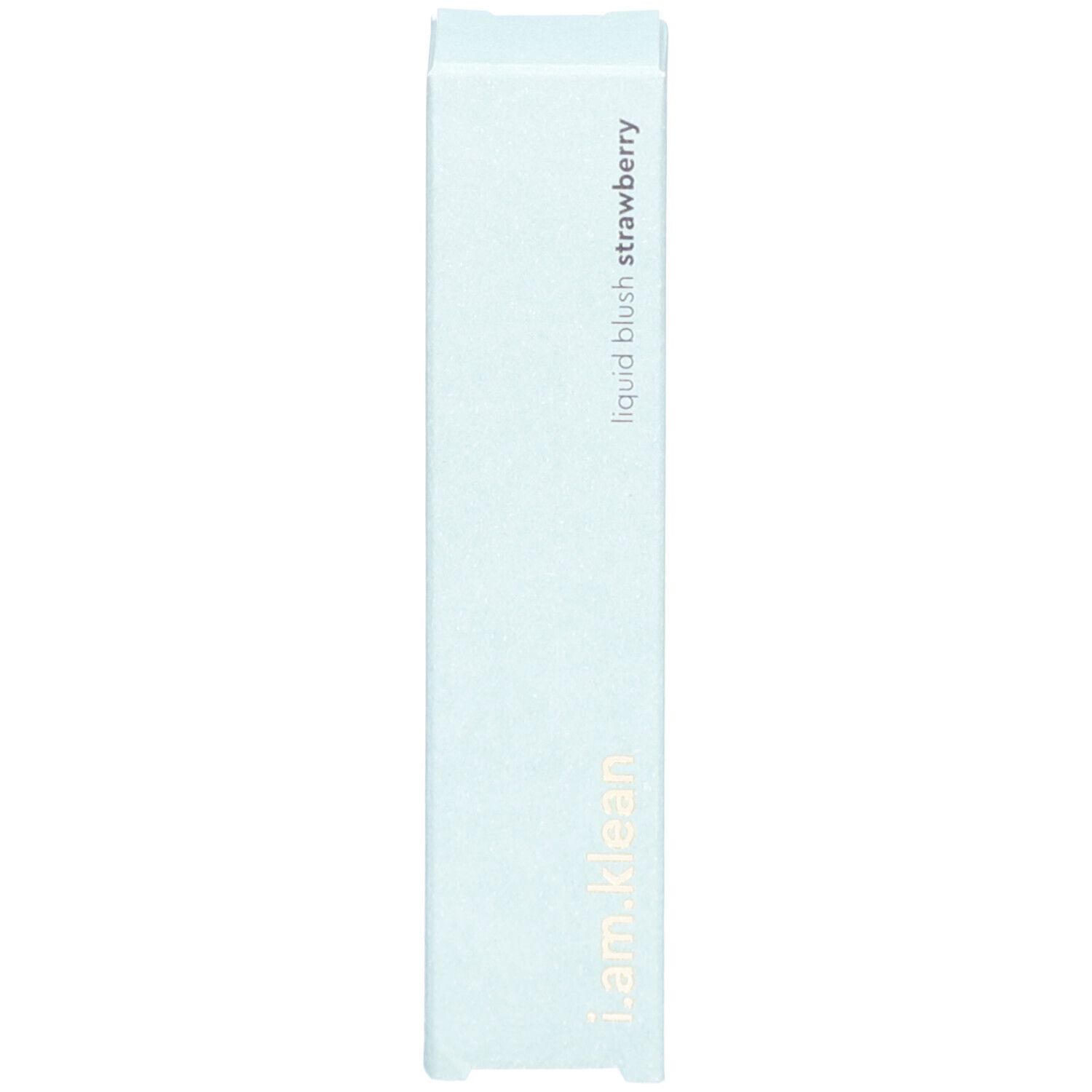 Emballage bleu clair pour un blush liquide. Inscription : i.am.klean, liquid blush strawberry.