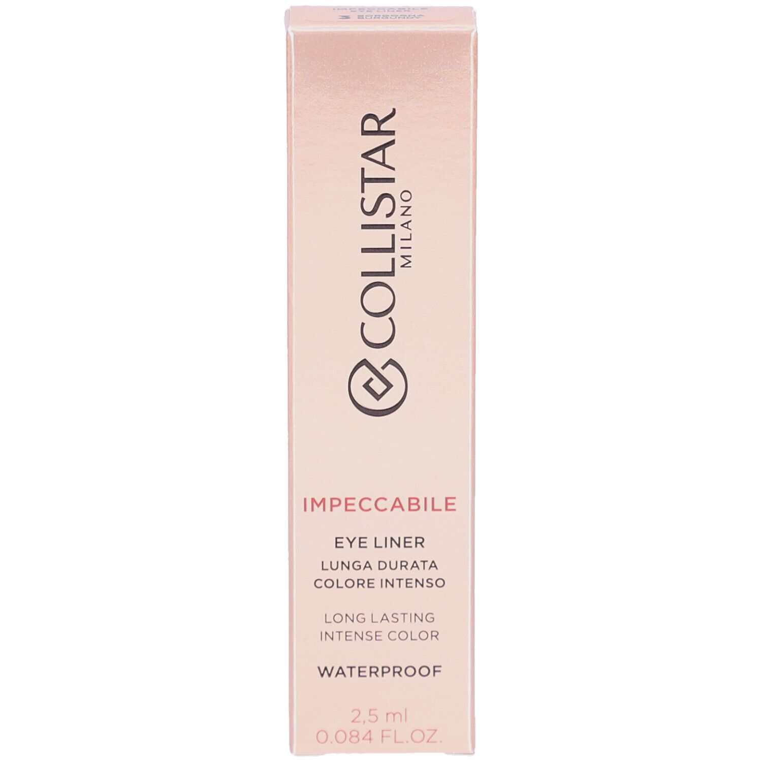 Boîte rose avec logo Collistar et nom du produit. Contient un eye-liner de 2,5 ml.