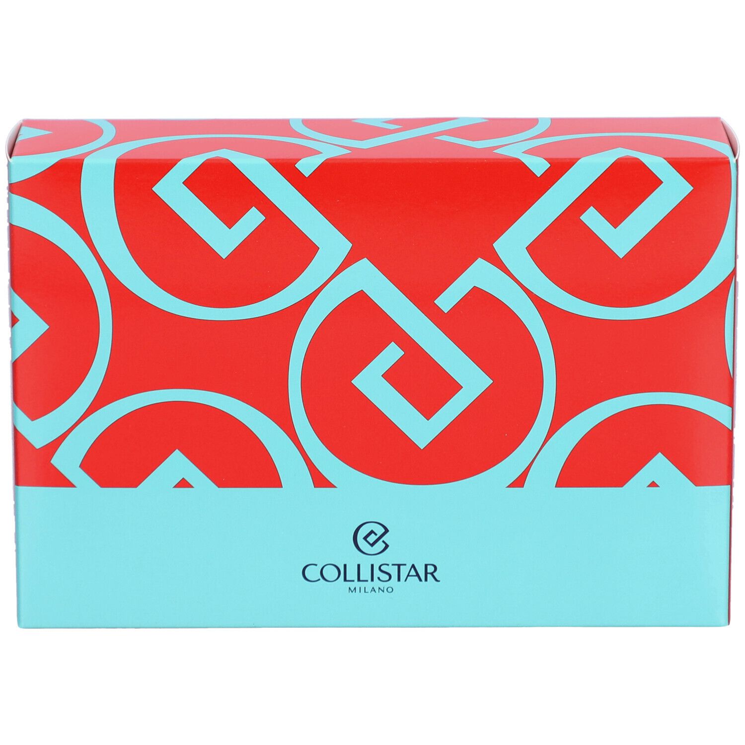 Boîte cosmétique rouge et bleu. Le logo Collistar Milano est visible sur la boîte.