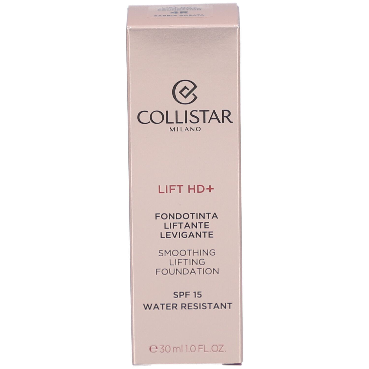 Boîte avec inscription : Collistar, Lift HD+, Smoothing Lifting Foundation, SPF 15, Water Resistant.