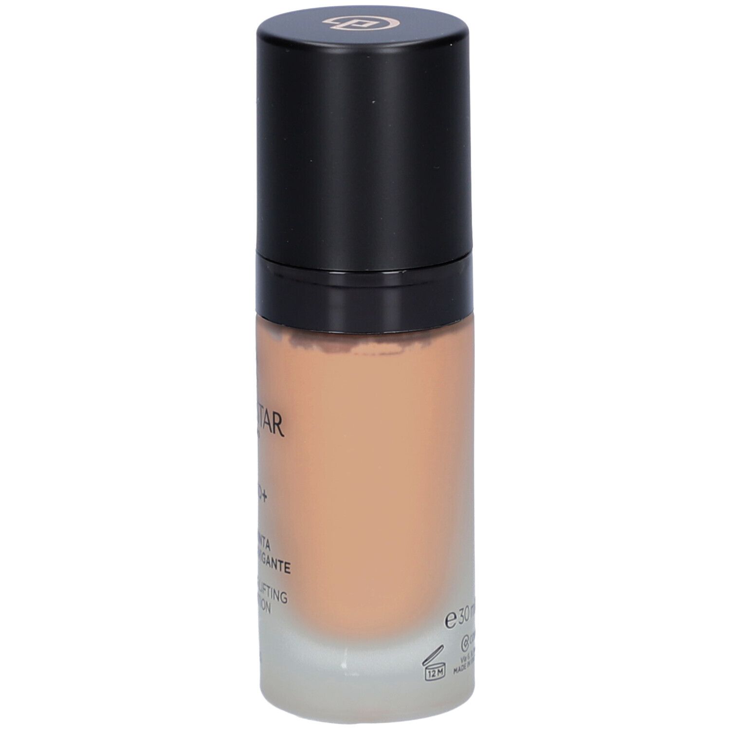 Flacon de fond de teint beige avec bouchon noir. Inscription : Collistar, Lift HD+, Smoothing Lifting Foundation.