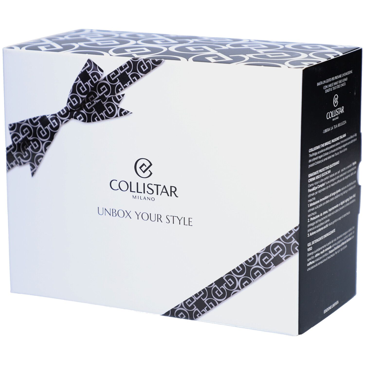 Coffret cadeau Collistar Mann Must-haves Gesicht, emballage avec design de nœud.