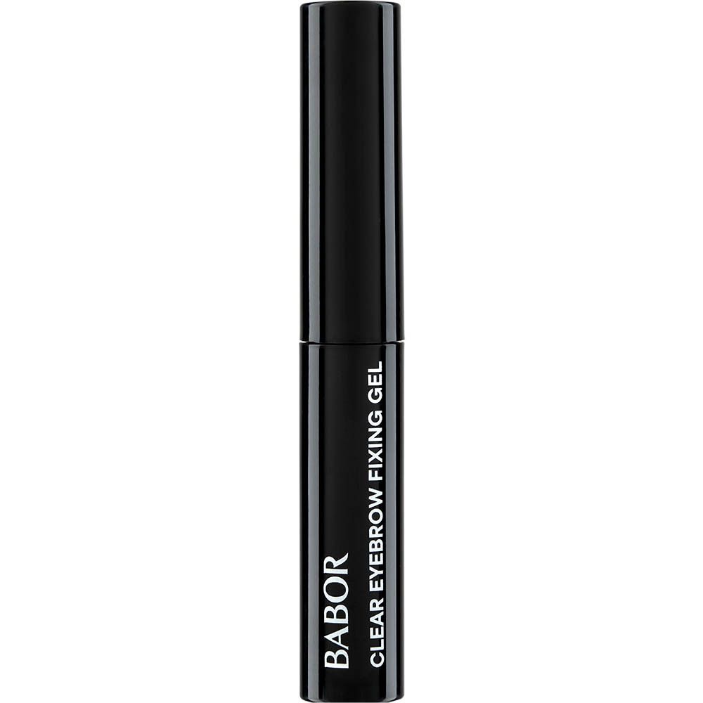 Tube noir avec bouchon noir. Inscription: BABOR CLEAR EYEBROW FIXING GEL.