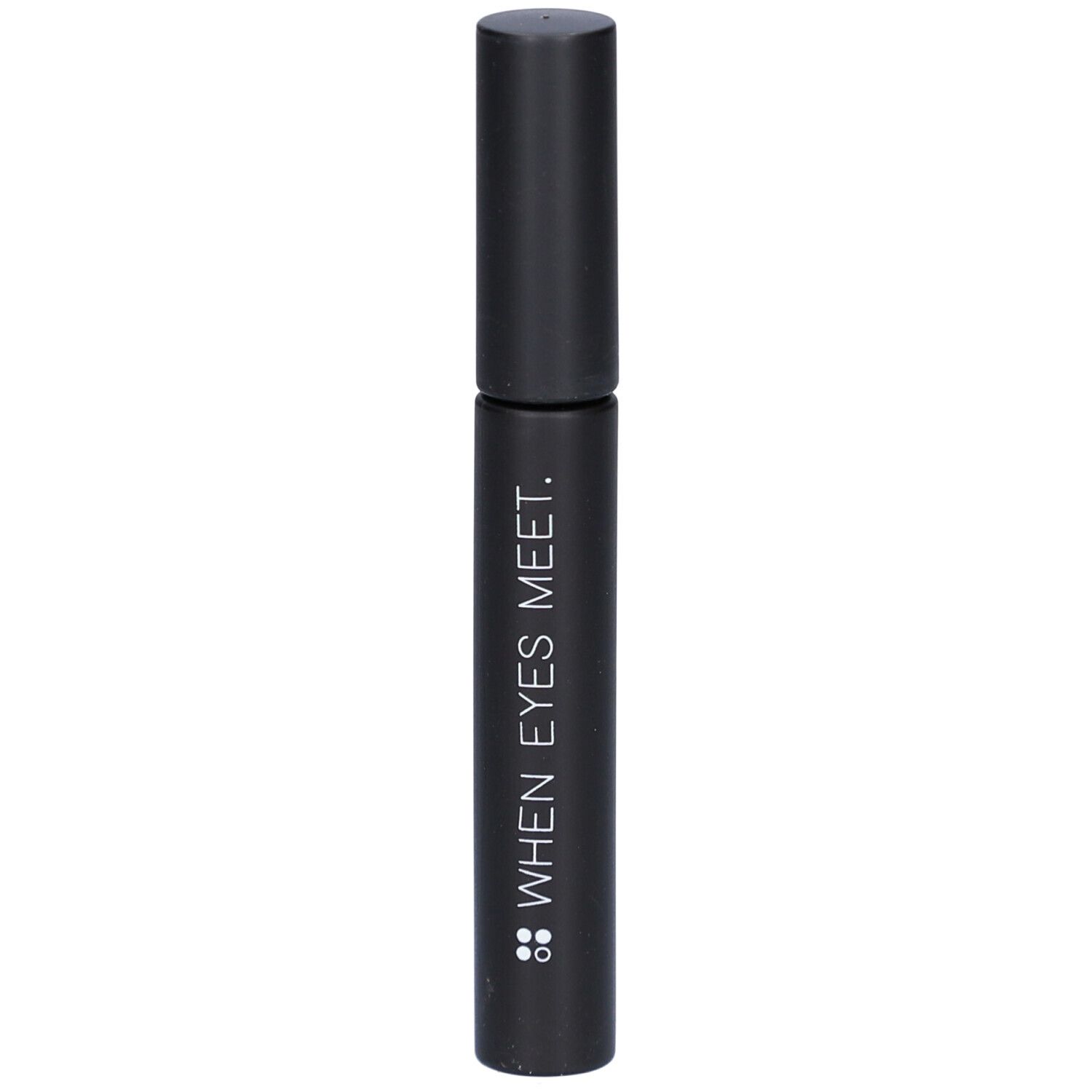 Tube de mascara noir avec bouchon noir. Inscription : WHEN EYES MEET.