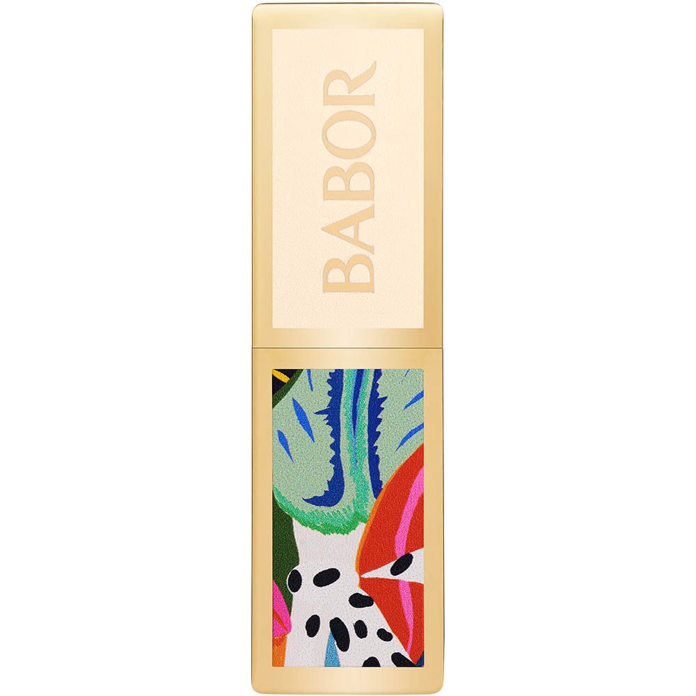 Rouge à lèvres BABOR, étui doré. Inscription BABOR. Motif floral. Forme rectangulaire.