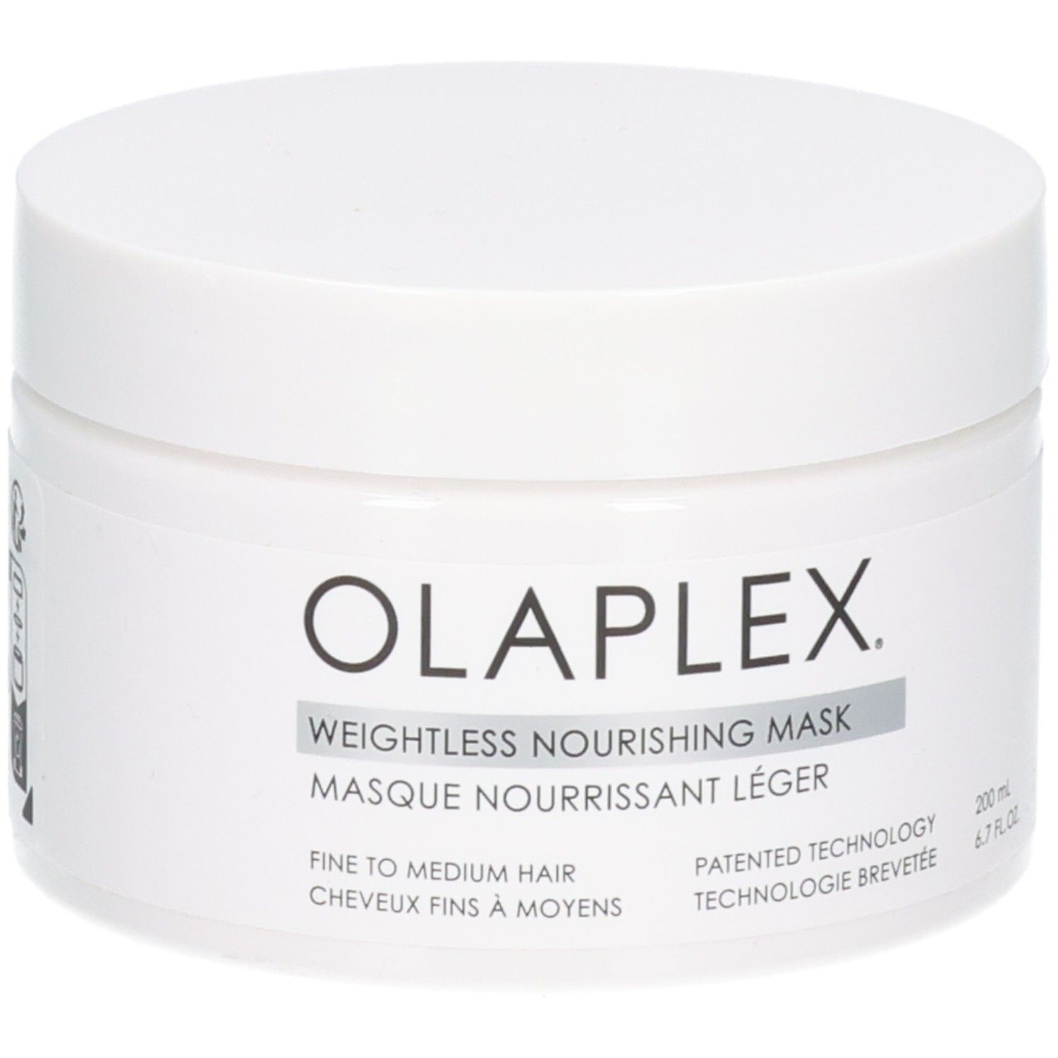 OLAPLEX Weightless Nourishing Mask dans un pot blanc, 200 ml.
