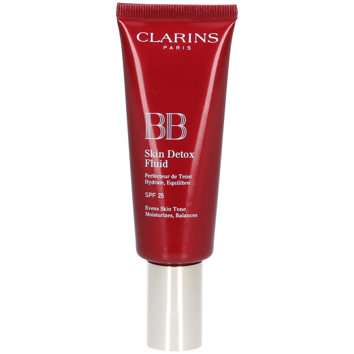 Clarins BB Skin Detox Fluid SPF 25, 00 Fair, dans un tube rouge.