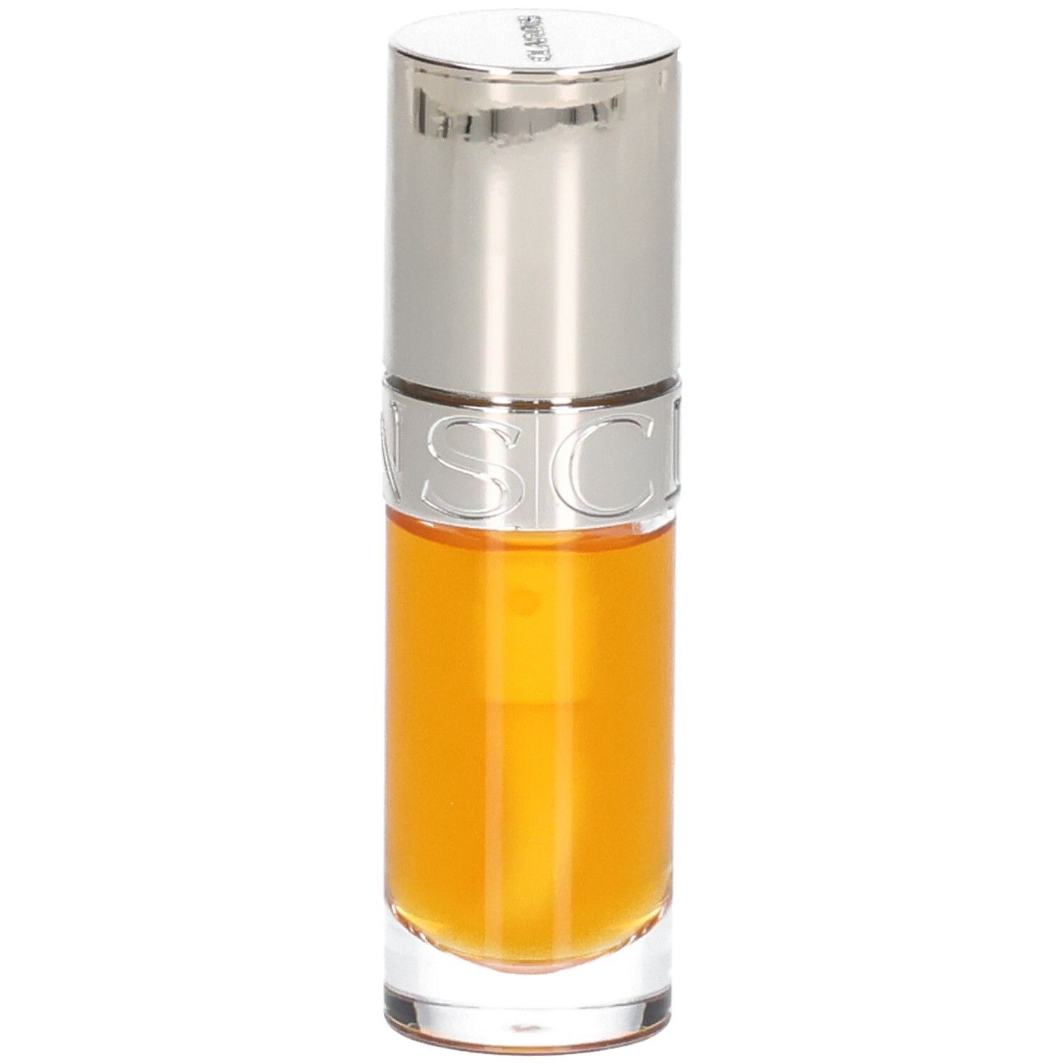 Clarins Lip Comfort Oil 01 - Honey dans un flacon en verre avec un capuchon argenté.