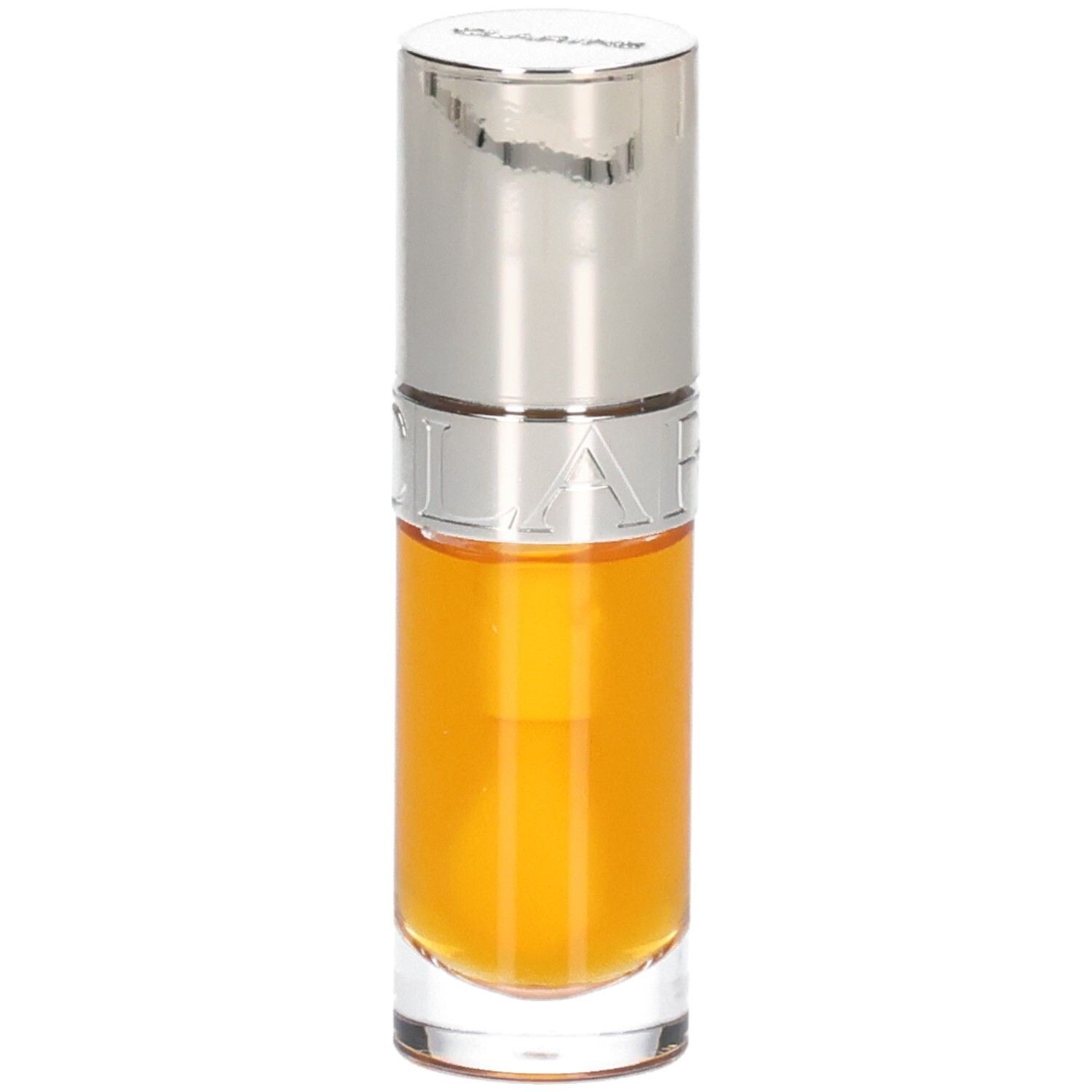 Clarins Lip Comfort Oil 01 - Honey dans un flacon en verre avec un capuchon argenté.