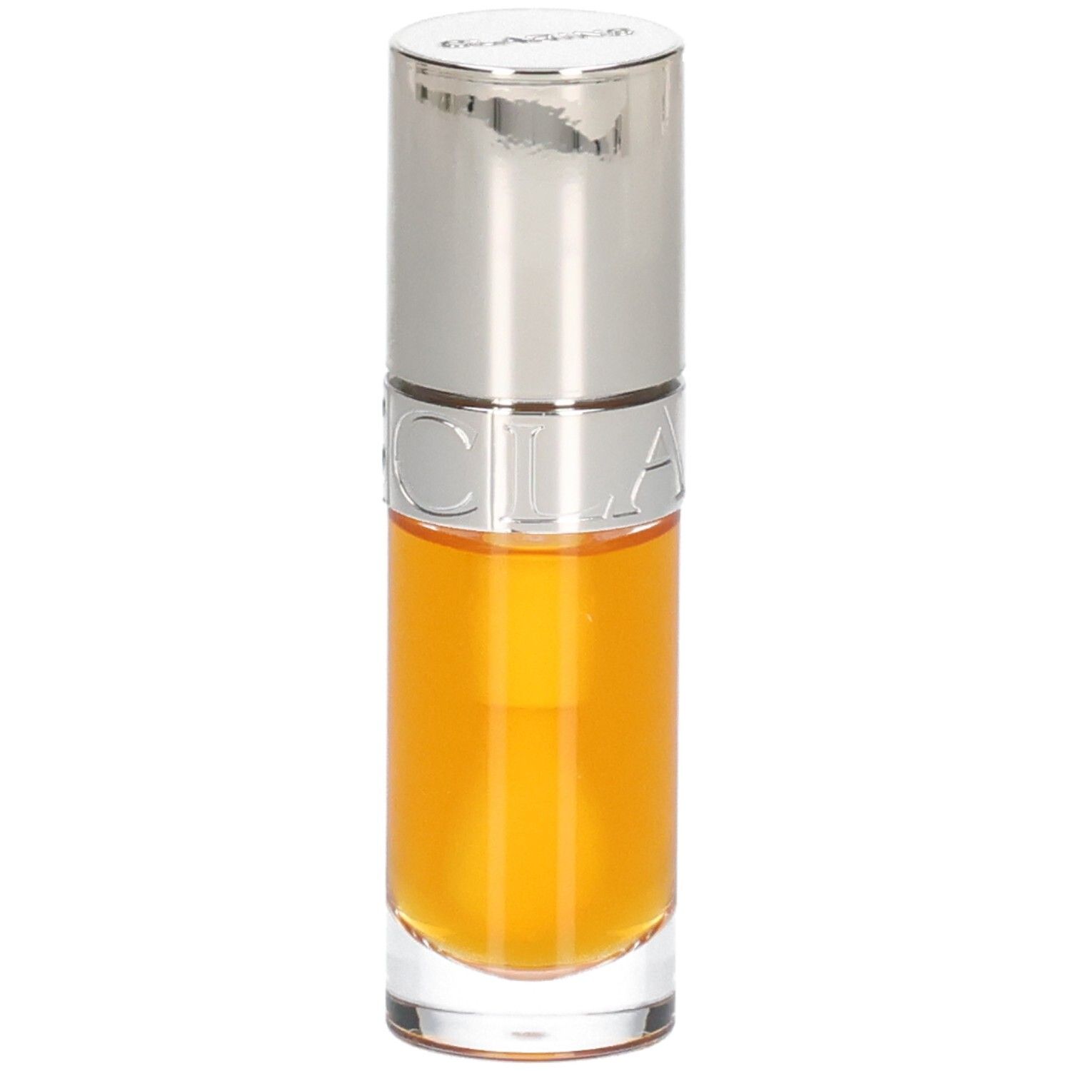 Clarins Lip Comfort Oil 01 - Honey dans un flacon en verre avec un capuchon argenté.