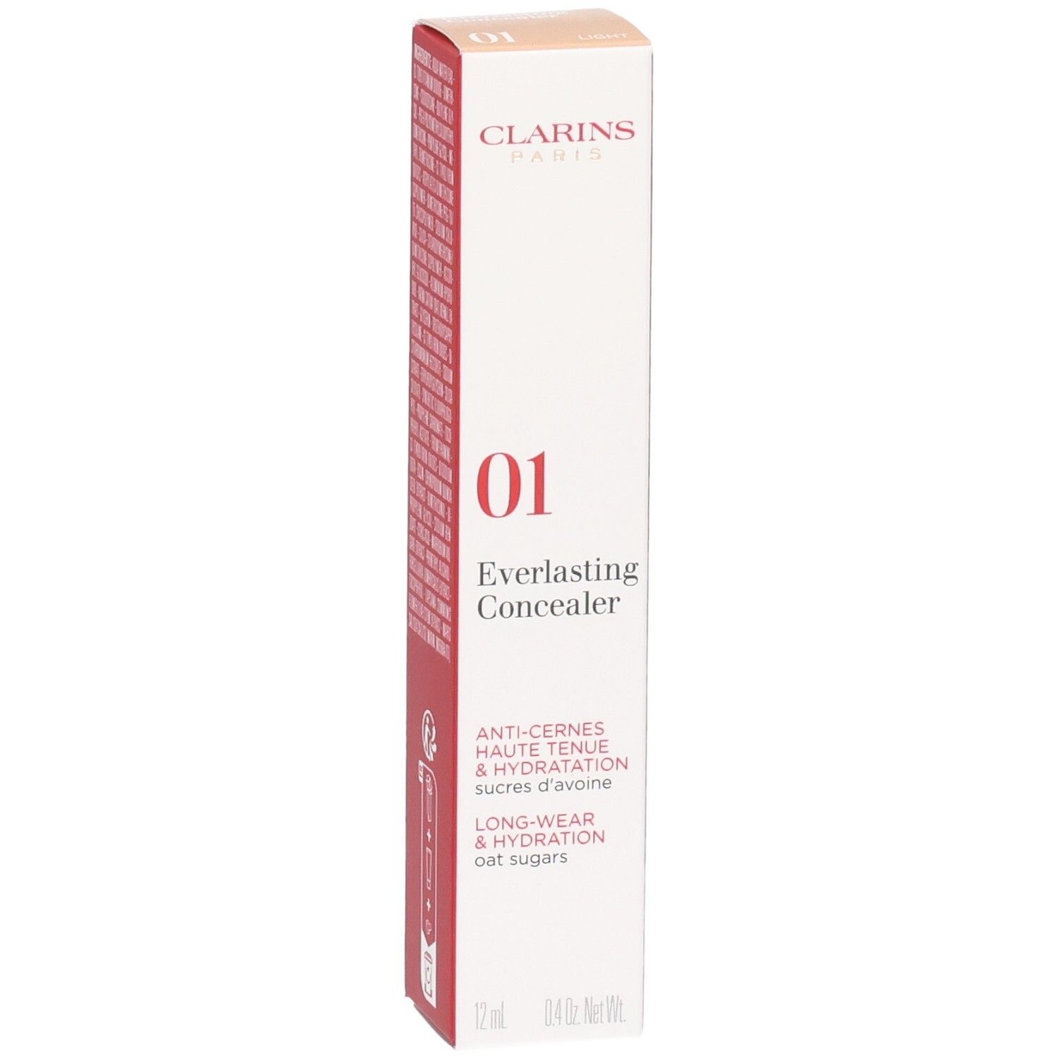 Clarins Everlasting Concealer, teinte 01, sur emballage carton.