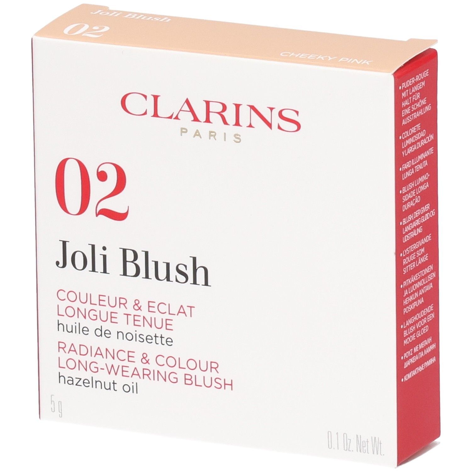 Clarins Joli Blush, N°02 Cheeky Pink, Blush poudre à l'huile de noisette, 5g.