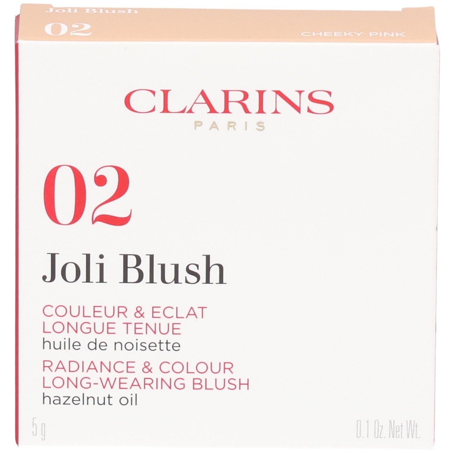 Clarins Joli Blush, N°02 Cheeky Pink, Blush poudre à l'huile de noisette, 5g.